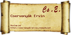 Cservenyák Ervin névjegykártya